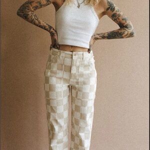 Checkered Beige and White Pants